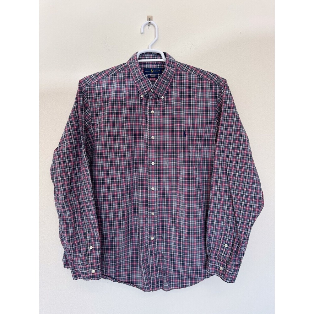 RALPH LAUREN Men's XXL Multicolor Plaid Cotton Stretch Button Down‎ Dress Shirt